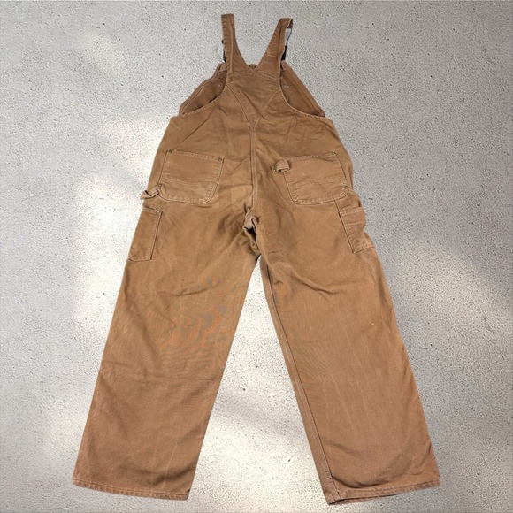 Vintage Carhartt Traditional Duck Bib Overalls R01BRN Size 44x30 USA Double Knee - Picture 3 of 6